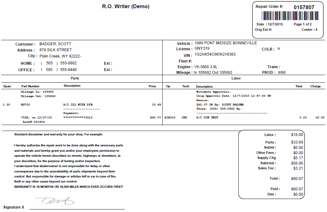A printed USNJINV.rpt Non-Job-Based form.